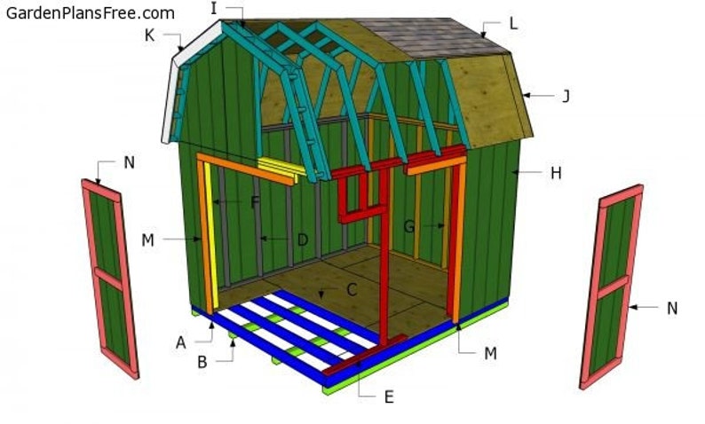 10x12 gambrel shed plans etsy