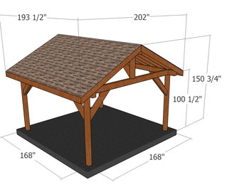 14x14 Pavilion Plans - DIY Gable Gazebo - PDF Download