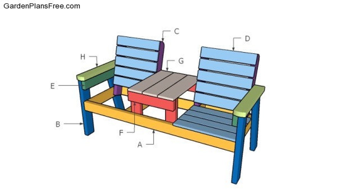 Jack and Jill Bench Plans DIY Outdoor Bench Etsy