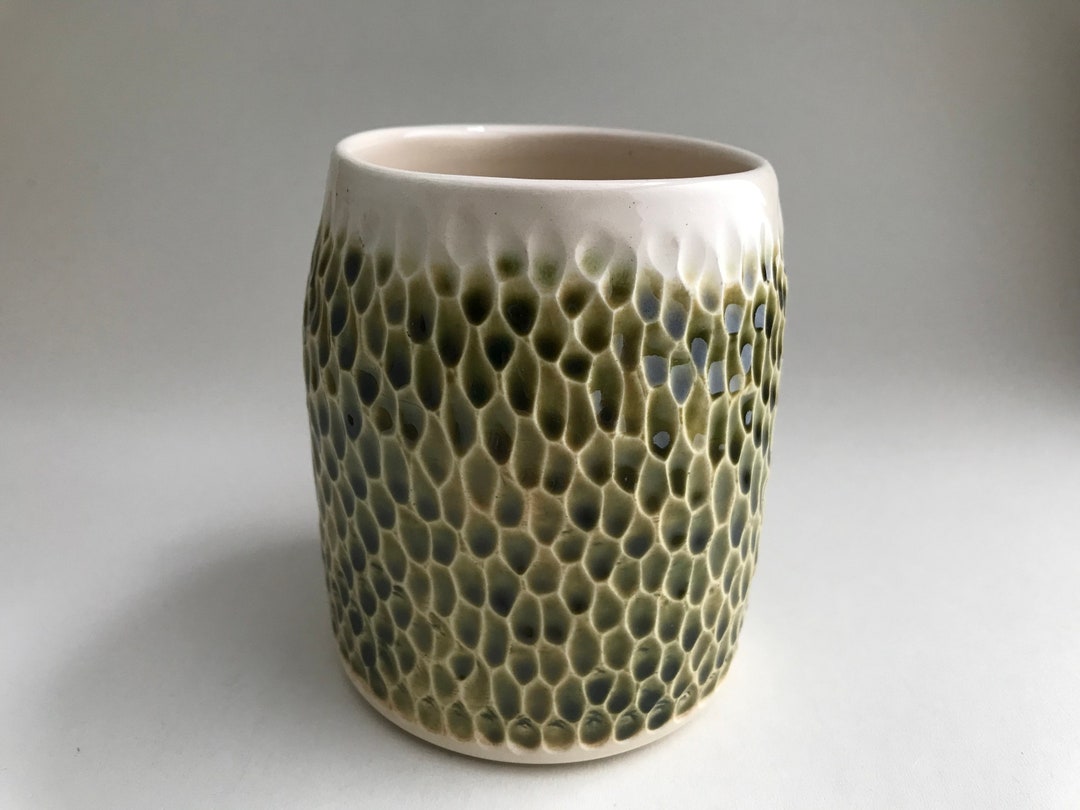 Handmade Ceramic Kitchen Utensil Vase Carved Pattern Bottle Etsy UK