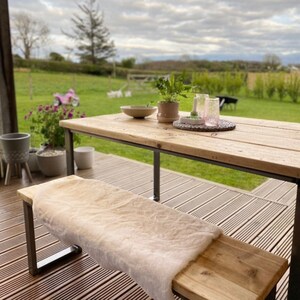 FREE FAST DELIVERY Outdoor Garden Furniture Industrial style reclaimed solid wood dining table and benches