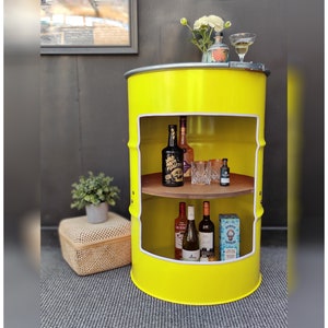 Steel Oil Drum Drinks Cabinet and Bar - Recycled Oil Drum - Home Gin Bar - Barrel Bar - Whisky Bar