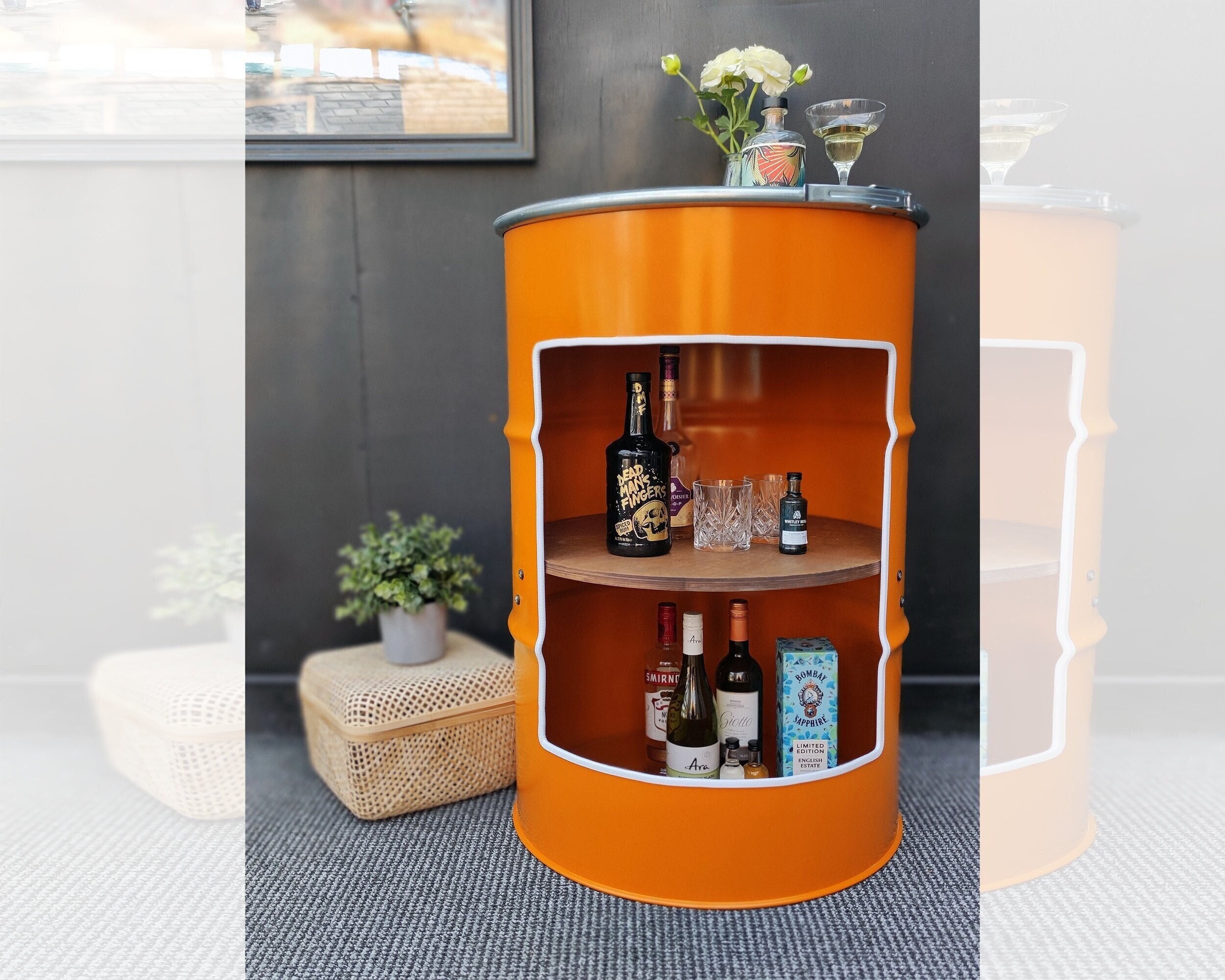 Oil Drum Barrel Bar and Drinks Cabinet Gin Bar Home Bar Recycled
