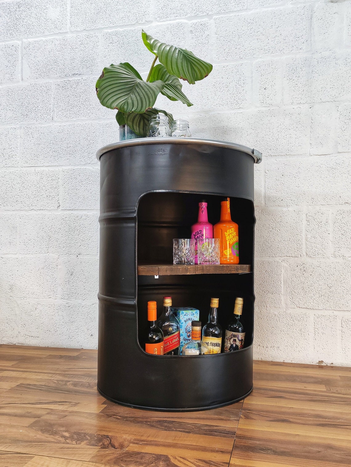 Oil Drum Bar & Drinks Recycled Steel Drum Oak Etsy