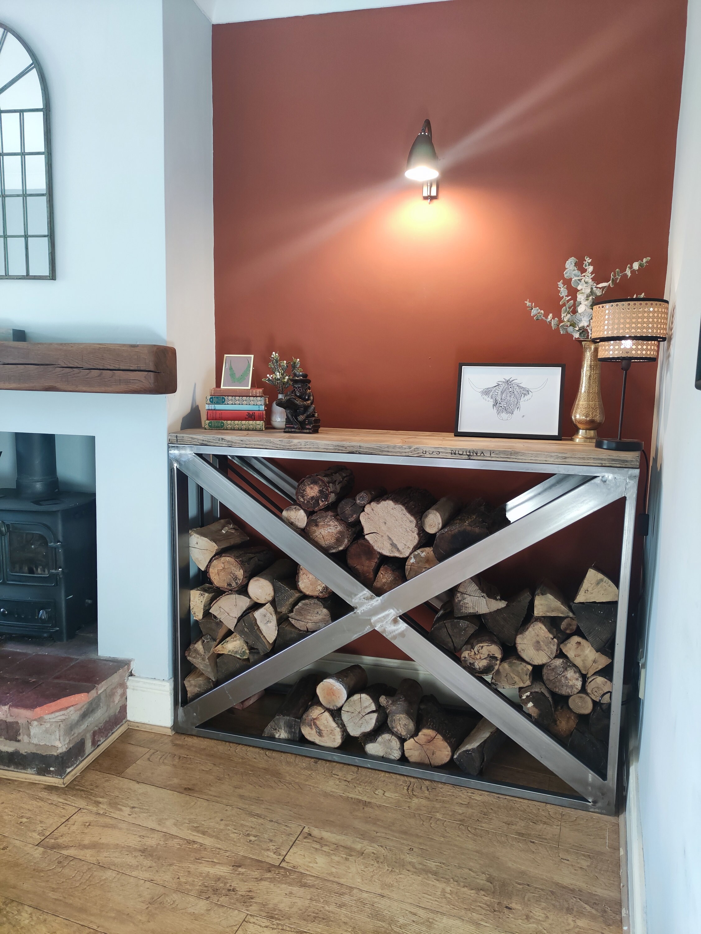 Log Holder and Side Board Indoor Log Store Kindling Etsy UK