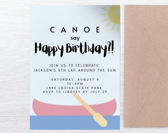 Editable Birthday Invitation, Downloadable Invite, Kid Birthday, Outdoor Party, Lake Party, Camping Party, Printable Birthday, Digital