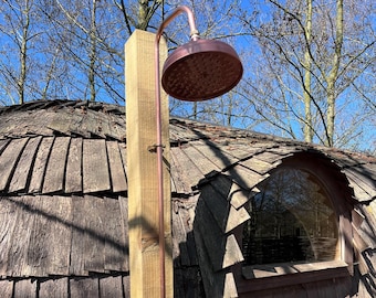 Outdoor sauna shower. Cold shower. Complete kit with garden hose connection.