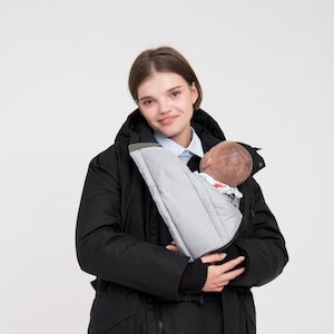 Parka de invierno para maternidad, chaqueta de invierno para llevar al bebé, parka impermeable multifuncional para mujer con panel extraíble