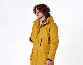 Men Winter Jackert, Hooded Warm Parka, Boys Jacket, Yellow Jacket for Men