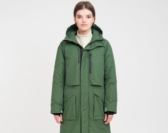 green winter jacket
