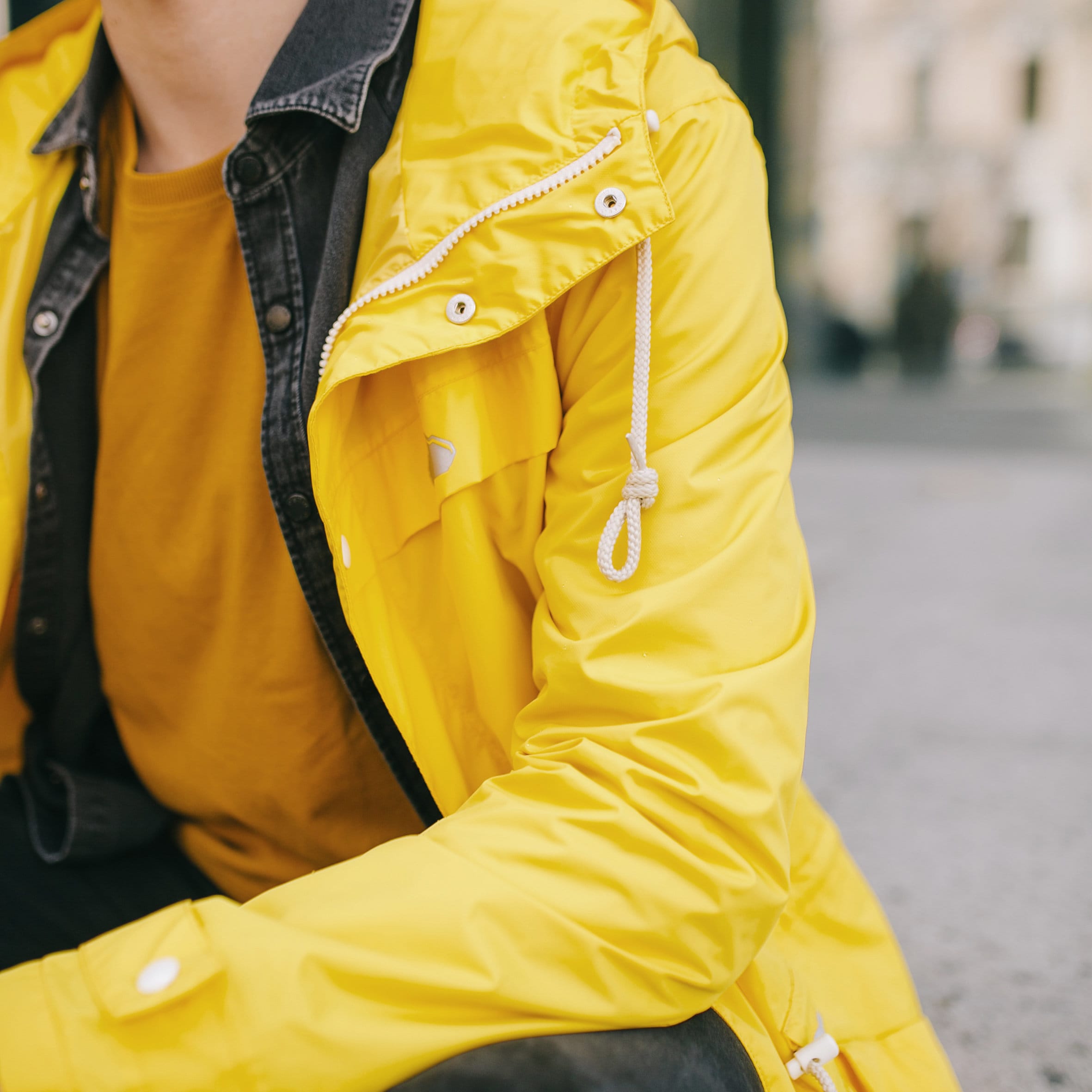 impermeable amarillo hombre