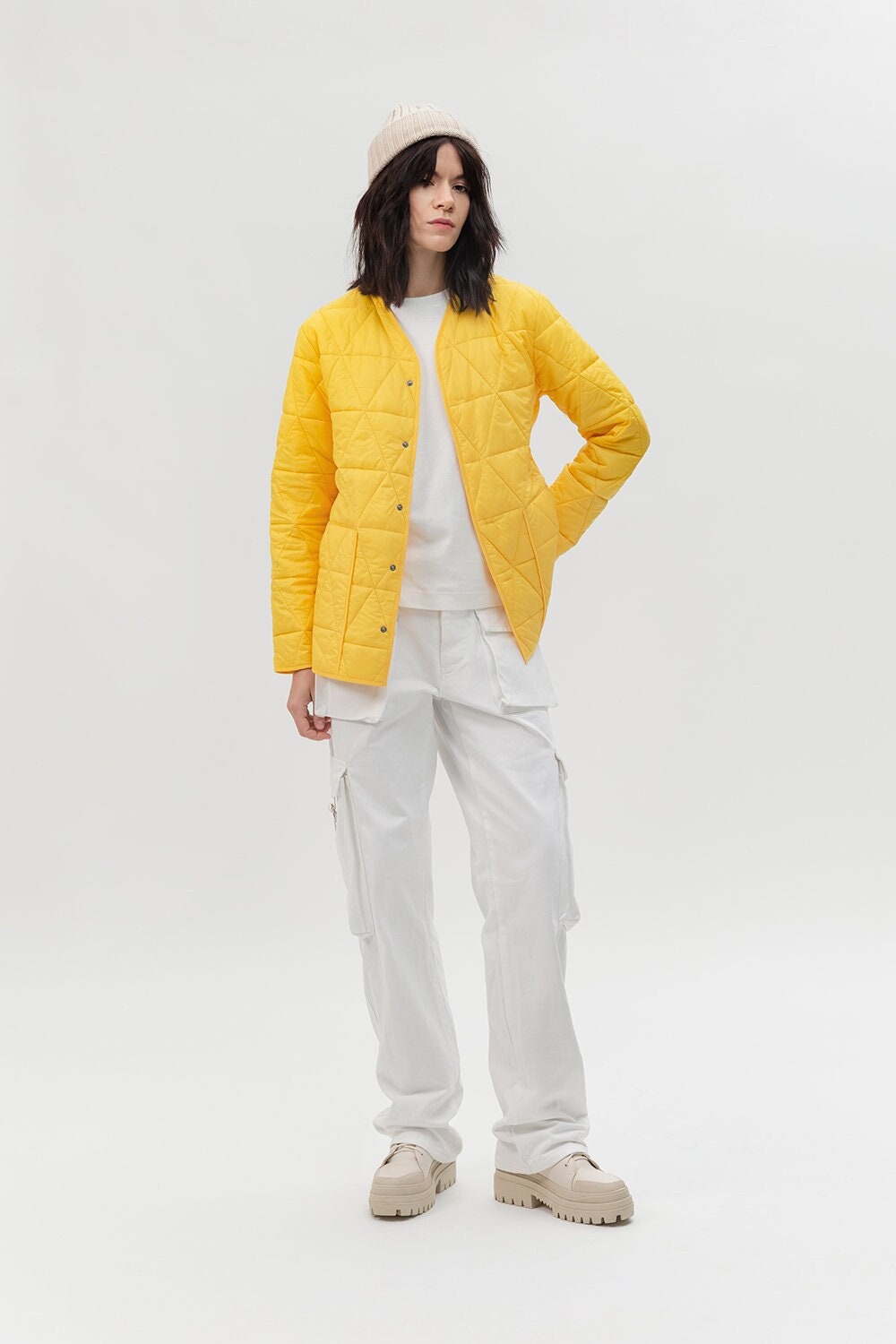 Quilted yellow jacket sale
