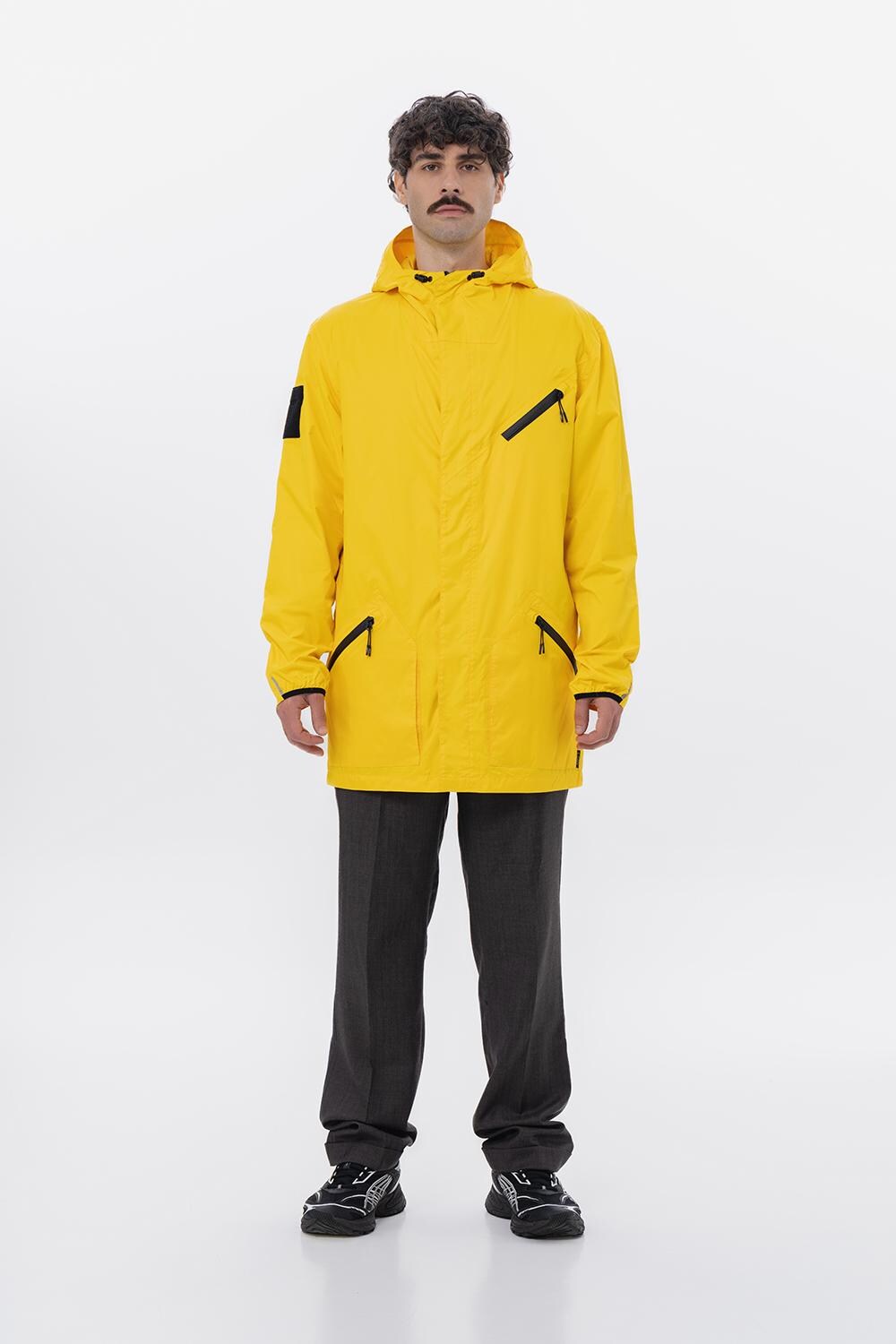 イエローのメンズレインコート、S～XLサイズ、メンズ用大型レイン