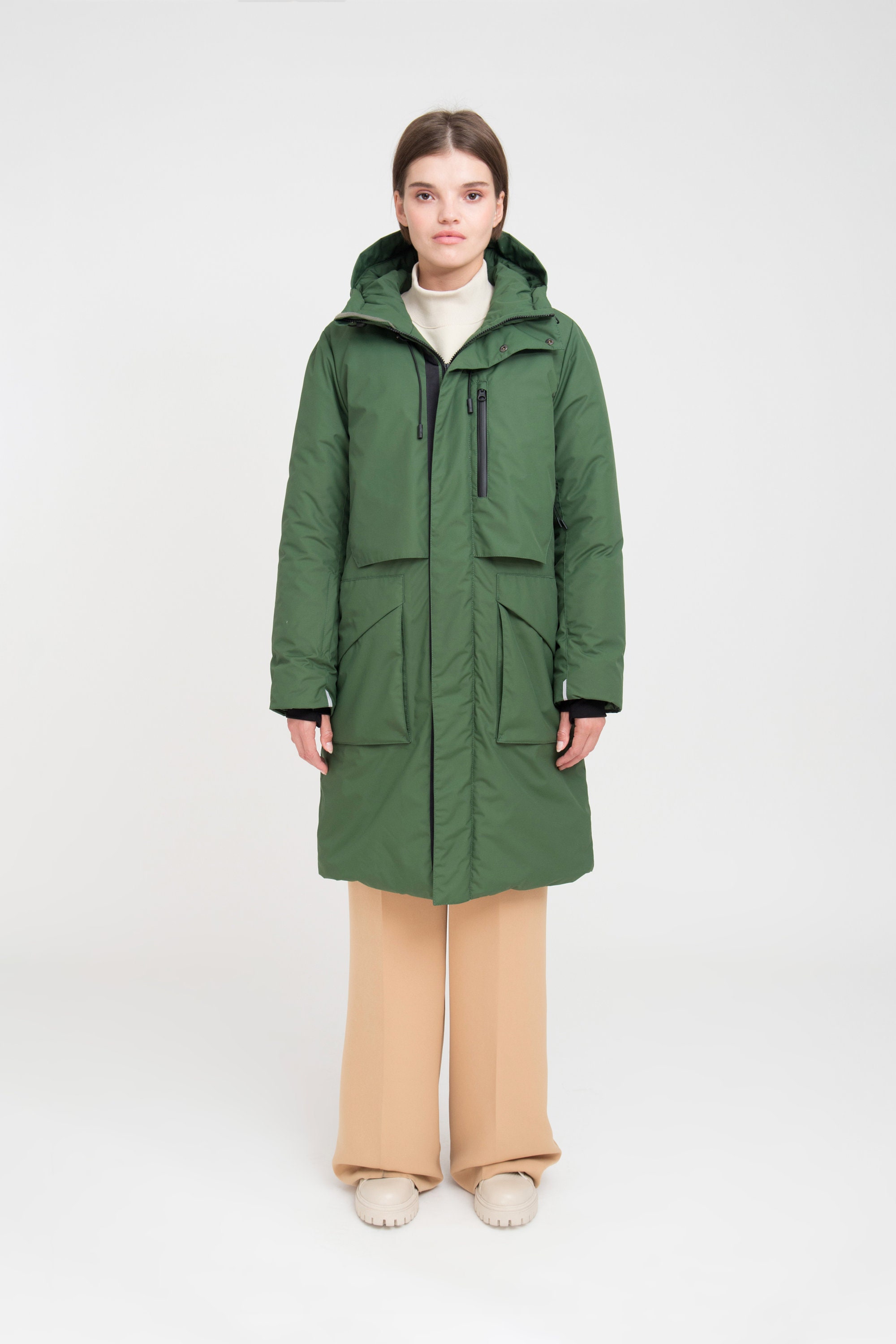 green hooded coats