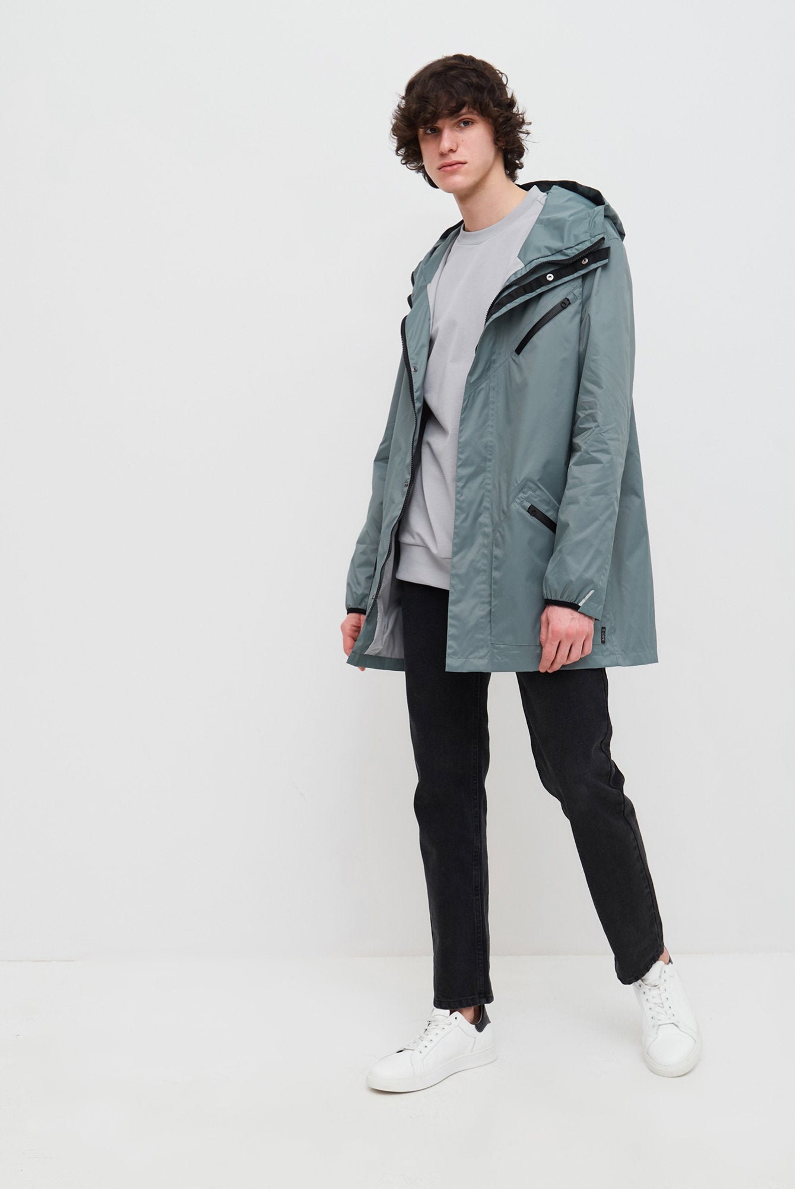 Grey Men Rain Jacket for Traveling Men Raincoat With Hood Etsy