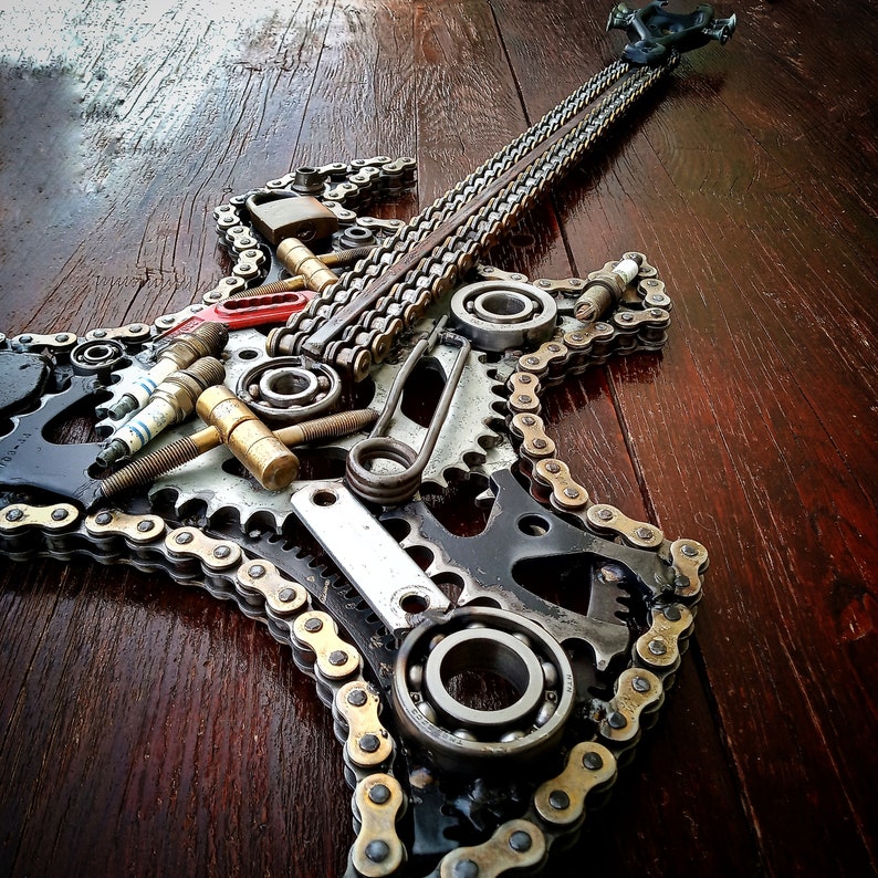 Metal Art Guitar 39.4 tall Scrap Metal Sculpture Etsy