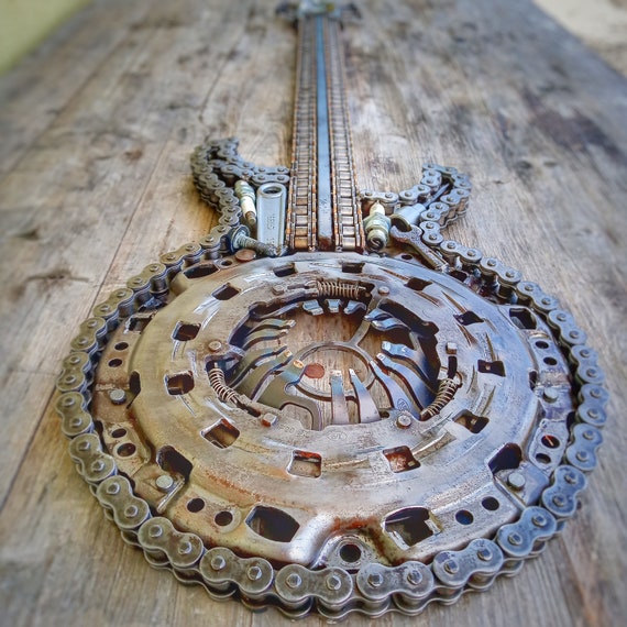 Metal Art Guitar 43 Tall Scrap Metal Sculpture Rustic Etsy