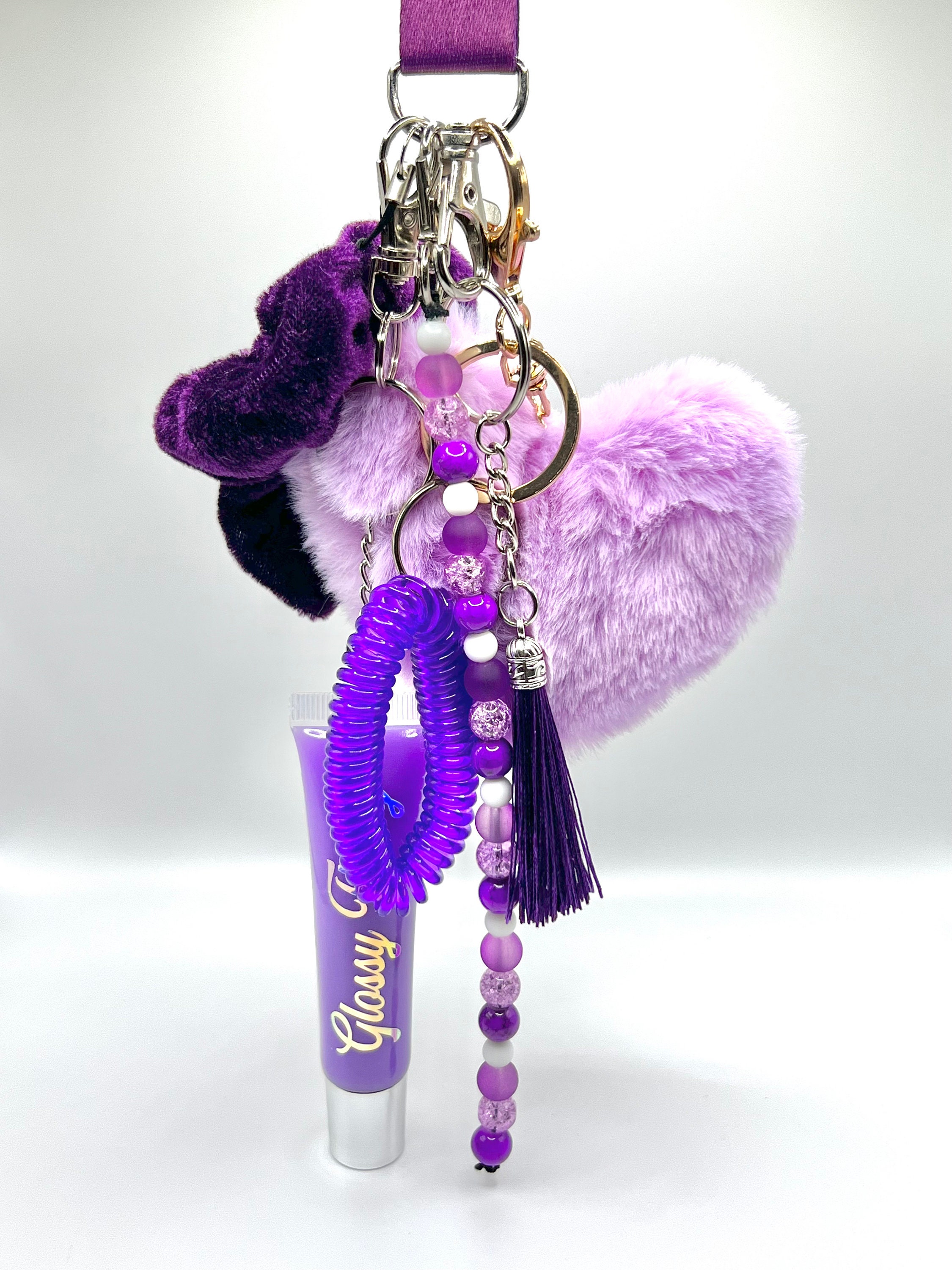 Purple Chipmunk Bling Lip Gloss Keychain