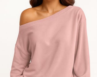 Minimal Streetwear Off-Shoulder Sweatshirt