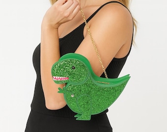 Glitter Dinosaur Iconic Swing Bag: Urban Streetwear