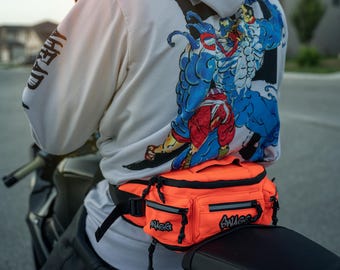 Motorcycle Fanny Pack – Convertible Chest and Waist Bag Waterproof Rider Belt Bag | Urban Streetwear Biker Apparel