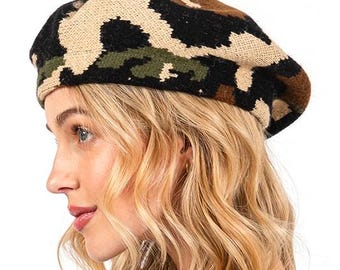 Custom Base & Camouflage Knitted Beret: Urban Streetwear