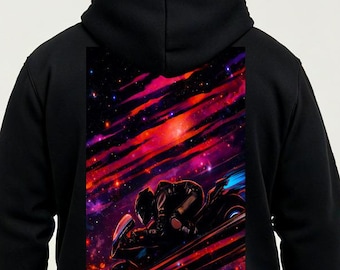 Street Motorcycle Zip Hoodie: Urban Graffiti Biker Apparel