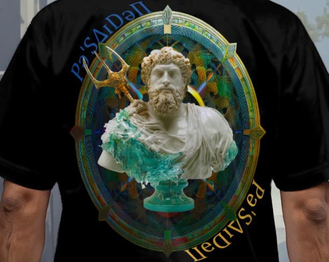 Featured listing image: Poseidon Wave God T-shirt | Bold Greek Mythology Bust | Urban Hype Streetwear