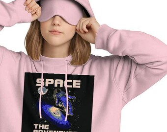 Minimal Streetwear Space Travel Nap Hoodie with Built-in Eye Mask Unisex
