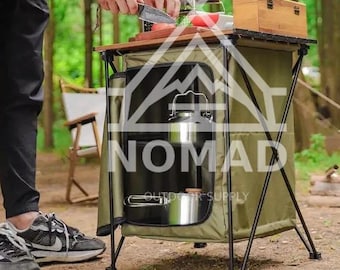 Portable Camping Table with Storage: Foldable Aluminum Alloy Cabinet