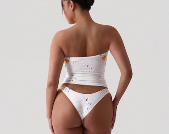 Strapless Tube Top & Panty Set – Brushed Milk Silk | Loungewear | Summer Outfit