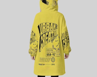 Minimal Streetwear Fleece Oversized Urban Hoodie Blanket With Decorative Ears Unisex