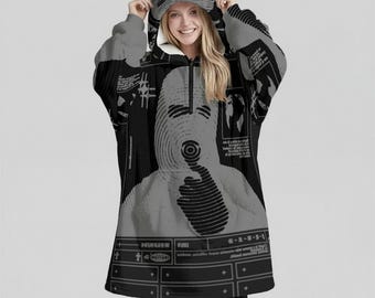 Minimal Streetwear Fleece Oversized Obey Hoodie Blanket With Decorative Ears Unisex