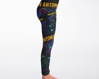 Streetwear San Antonio Neon Motorcycle Leggings – Bikelife City Skyline Yoga Pants