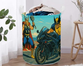 Comics Thunder Clap Badger Laundry Hamper – Collapsible Superhero Basket for Kids, Dorms, Toy