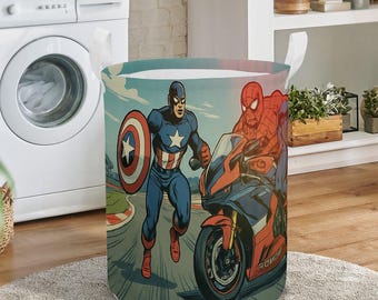 Comics Captain Spider Laundry Hamper – Collapsible Superhero Basket for Kids, Dorms, Toy