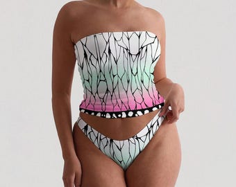 Strapless Anime Tube Top & Panty Set – Brushed Milk Silk | Loungewear | Summer Outfit