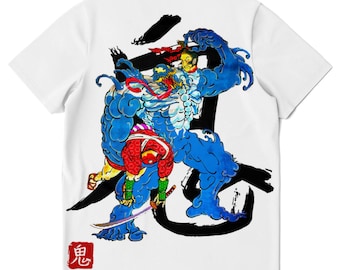 Oni Demon Samurai – Premium Fit T-shirt Urban | Urban Streetwear Biker Apparel