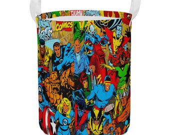 Comic Laundry Hamper – – Collapsible Superhero Basket for Kids, Dorms, Toy | Urban Streetwear Biker Apparel