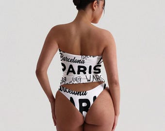 European Beach Strapless Tube Top & Panty Set – Brushed Milk Silk | Loungewear | Summer Outfit