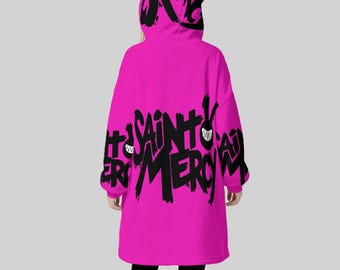 Minimal Streetwear Fleece Oversized Saint Hoodie Blanket With Decorative Ears Unisex