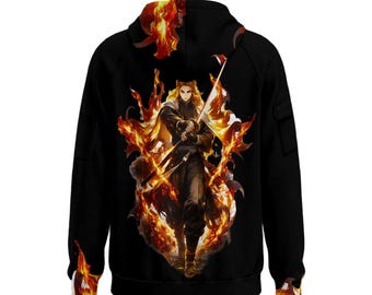 Anime Slayer of Demons Fleece Hoodie – Urban Half-Zip Sweatshirt