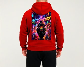 Motorcycle Zip Hoodie: Urban Graffiti Biker Apparel