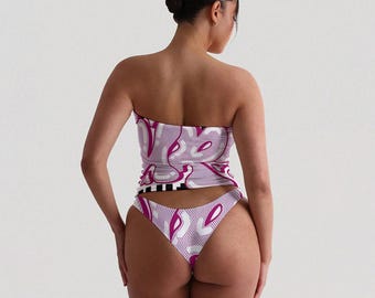 Creative Strapless Tube Top & Panty Set – Brushed Milk Silk | Loungewear | Summer Outfit