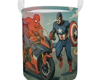 Comics Captain Spider – Laundry Hamper – Collapsible Superhero Basket for Kids, Dorms, Toy | Urban Streetwear Biker Apparel