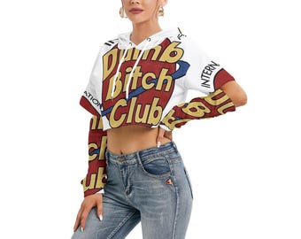 Cropped Fluffy Hoodie Warm Furry Lined Top Hollow Sleeve Streetwear Blouse Winter Crop  Fashion