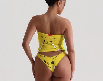 Cheer Me Up Strapless Tube Top & Panty Set – Brushed Milk Silk | Loungewear | Summer Outfit