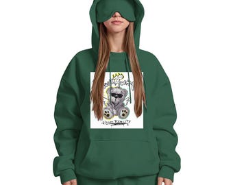 Minimal Streetwear Keep Away Travel Nap Hoodie with Built-in Eye Mask Unisex