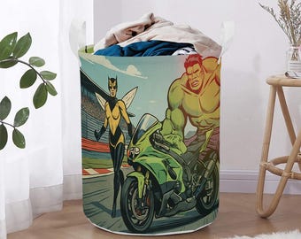 Comics Yellow Jacket Laundry Hamper – Collapsible Superhero Basket for Kids, Dorms, Toy