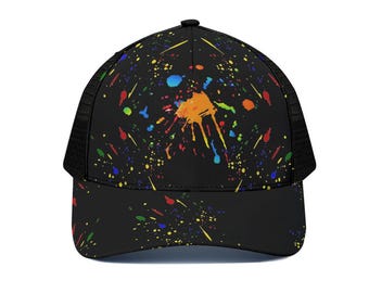 Urban Trucker Hat – With Black Paint Me Half-mesh snapback | Urban Streetwear Biker Apparel